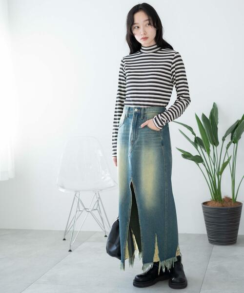 WEGO（ウィゴー）の「WEGO/マルチボーダーロンT（Tシャツ/カットソー・レディース・ブラック/ネイビー・FREE）」の13枚目の写真