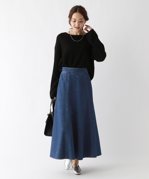 GLOBAL WORK（グローバルワーク）の「GOODデニムフレアスカート/986896（デニムスカート・レディース・ネイビー/グレイッシュベージュ/ブルー・MEDIUM/LARGE）」の8枚目の写真