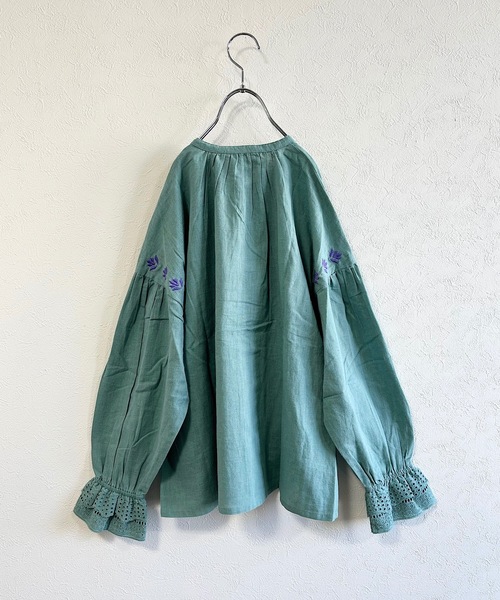 A BOND（アボンド）の「レースカフブラウス/おとな（シャツ/ブラウス・レディース・ブラック/ライトブルー・160cm）」の5枚目の写真