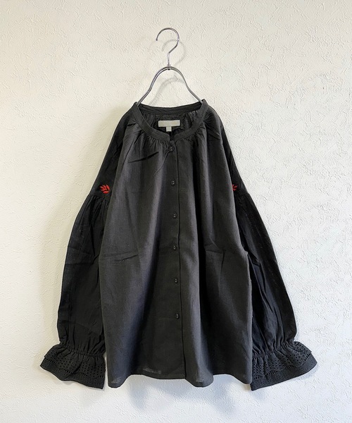 A BOND（アボンド）の「レースカフブラウス/おとな（シャツ/ブラウス・レディース・ブラック/ライトブルー・160cm）」の9枚目の写真