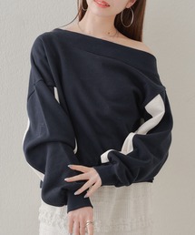 【2024SS】短丈オフショルライン配色スウェット
