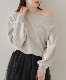 Chico | 【2024SS】短丈オフショルライン配色スウェット(スウェット)