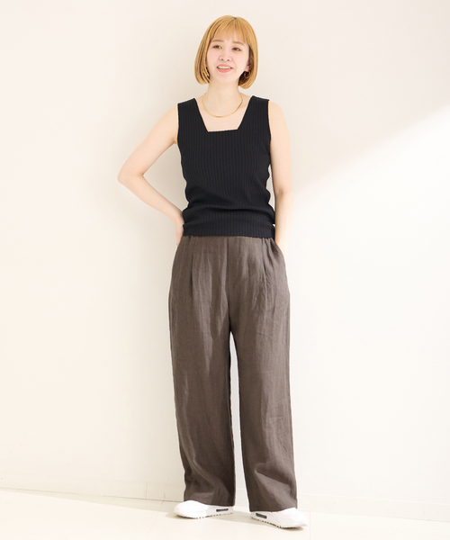 B.C STOCK（ベーセーストック）の「フレンチリネンパンツ（その他パンツ・レディース・ライトグリーン/レッド系その他/ブラック/カーキ/ブラック系その他・FREE）」の8枚目の写真