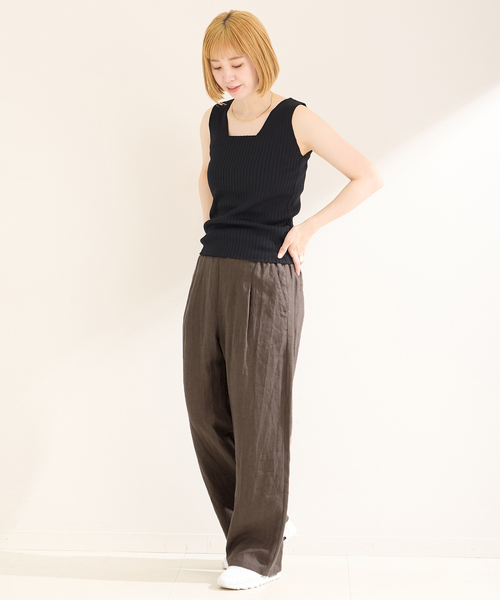 B.C STOCK（ベーセーストック）の「フレンチリネンパンツ（その他パンツ・レディース・ライトグリーン/レッド系その他/ブラック/カーキ/ブラック系その他・FREE）」の9枚目の写真