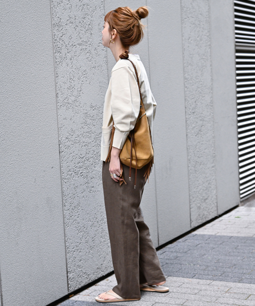 B.C STOCK（ベーセーストック）の「フレンチリネンパンツ（その他パンツ・レディース・ライトグリーン/レッド系その他/ブラック/カーキ/ブラック系その他・FREE）」の16枚目の写真