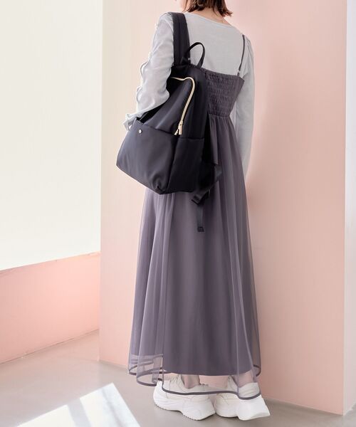 MAJESTIC LEGON（マジェスティックレゴン）の「シンプル軽量リュック（バックパック/リュック・レディース・ベージュ/ライトグレー/ブラック・FREE）」の2枚目の写真