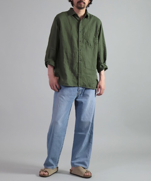 OMNIGOD（オムニゴッド）の「[OMNIGOD mens / オムニゴッド] リネンキャンバスアンティークハーフプラケットシャツ（シャツ/ブラウス・メンズ・ホワイト/オリーブ/ブラック・4/3/2）」の19枚目の写真