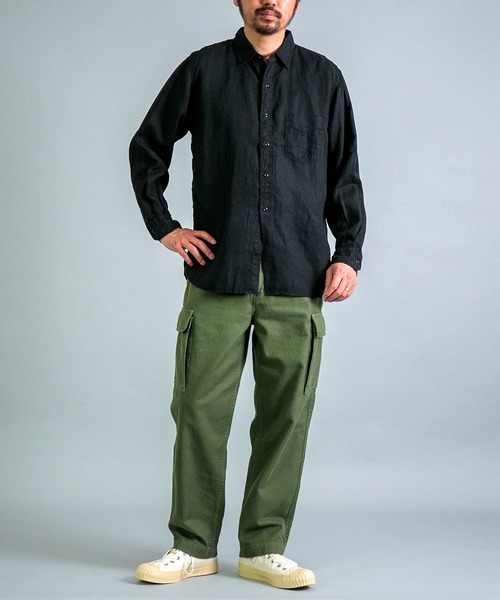 OMNIGOD（オムニゴッド）の「[OMNIGOD mens / オムニゴッド] リネンキャンバスアンティークハーフプラケットシャツ（シャツ/ブラウス・メンズ・ホワイト/オリーブ/ブラック・4/3/2）」の7枚目の写真