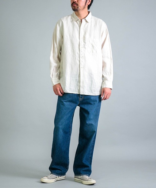 OMNIGOD（オムニゴッド）の「[OMNIGOD mens / オムニゴッド] リネンキャンバスアンティークハーフプラケットシャツ（シャツ/ブラウス・メンズ・ホワイト/オリーブ/ブラック・4/3/2）」の10枚目の写真