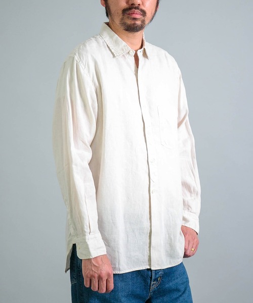 OMNIGOD（オムニゴッド）の「[OMNIGOD mens / オムニゴッド] リネンキャンバスアンティークハーフプラケットシャツ（シャツ/ブラウス・メンズ・ホワイト/オリーブ/ブラック・4/3/2）」の9枚目の写真