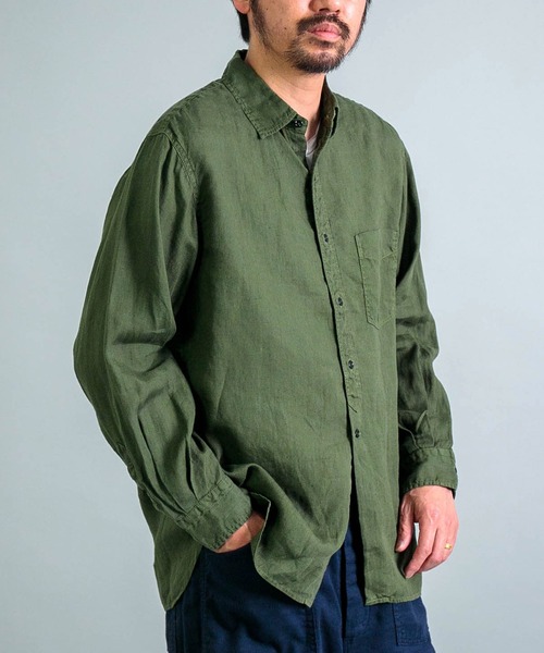 OMNIGOD（オムニゴッド）の「[OMNIGOD mens / オムニゴッド] リネンキャンバスアンティークハーフプラケットシャツ（シャツ/ブラウス・メンズ・ホワイト/オリーブ/ブラック・4/3/2）」の5枚目の写真