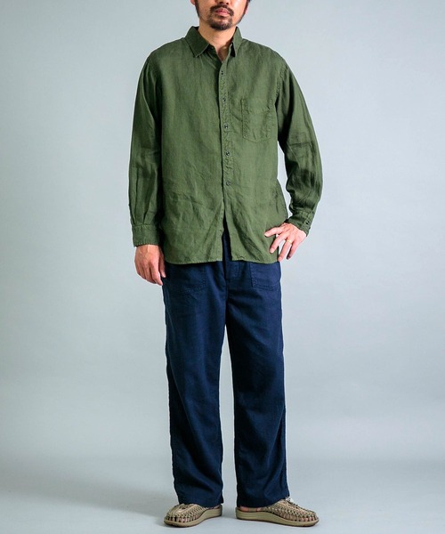 OMNIGOD（オムニゴッド）の「[OMNIGOD mens / オムニゴッド] リネンキャンバスアンティークハーフプラケットシャツ（シャツ/ブラウス・メンズ・ホワイト/オリーブ/ブラック・4/3/2）」の6枚目の写真