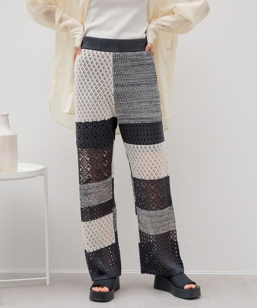 LOWRYS FARM（ローリーズファーム）の「ニットクロシェパンツ 105931（その他パンツ・レディース・アイボリー/その他/ブラック・FREE）」の3枚目の写真