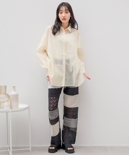 LOWRYS FARM（ローリーズファーム）の「ニットクロシェパンツ 105931（その他パンツ・レディース・アイボリー/その他/ブラック・FREE）」の4枚目の写真