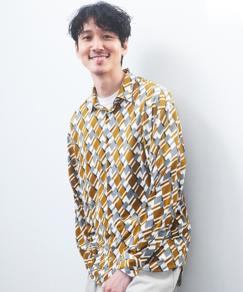 THE SHOP TK （ザ ショップ ティーケー ）の「◆プリントデザインレギュラーカラーシャツ（シャツ/ブラウス・メンズ・ホワイト系8/キャメル/ピンク系9/ネイビー系/ホワイト系5/ネイビー系2・02/03/04）」の5枚目の写真