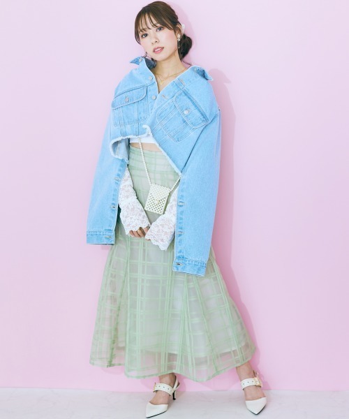 marun(マルン)の「【販売終了】<大きいサイズ> シアーチェックスカート marun(スカート・レディース・ブラック/グリーン・5L/L/4L/3L/LL)」の21枚目の写真