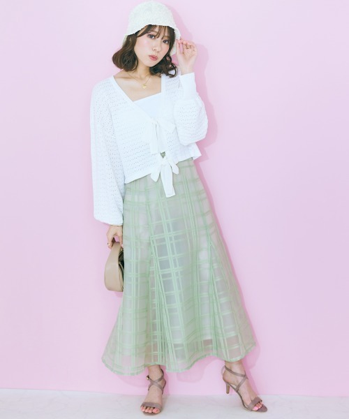 marun(マルン)の「【販売終了】<大きいサイズ> シアーチェックスカート marun(スカート・レディース・ブラック/グリーン・5L/L/4L/3L/LL)」の8枚目の写真