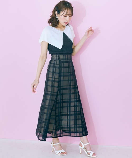 marun(マルン)の「【販売終了】<大きいサイズ> シアーチェックスカート marun(スカート・レディース・ブラック/グリーン・5L/L/4L/3L/LL)」の12枚目の写真