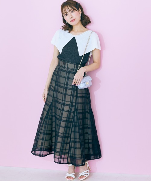marun(マルン)の「【販売終了】<大きいサイズ> シアーチェックスカート marun(スカート・レディース・ブラック/グリーン・5L/L/4L/3L/LL)」の7枚目の写真