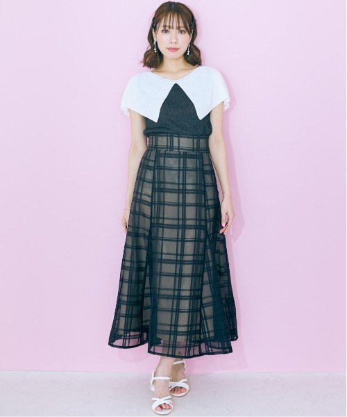 marun(マルン)の「【販売終了】<大きいサイズ> シアーチェックスカート marun(スカート・レディース・ブラック/グリーン・5L/L/4L/3L/LL)」の14枚目の写真