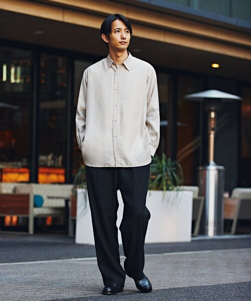 EDIFICE(エディフィス)の「スラブギャバ 1タックイージーパンツ(スラックス・メンズ・ブラック/ブラウン/ベージュ・SMALL/MEDIUM/LARGE)」の4枚目の写真