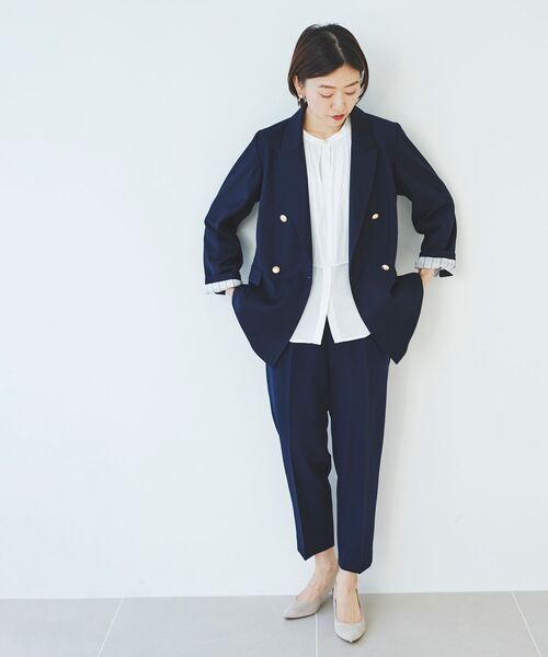 le.coeur blanc（ルクールブラン）の「ケープギャザーブラウス（シャツ/ブラウス・レディース・ネイビー/オフホワイト・38）」の6枚目の写真