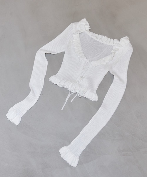 ニット セーター ラッフルニットトップス レディース styling/ ニット セーター ラッフルニットベアトップ レディース