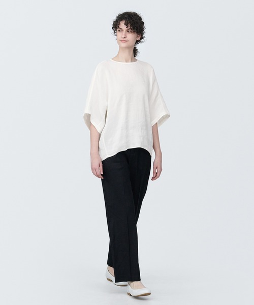 無印良品(ムジルシリョウヒン)の「婦人 ヘンプ レーヨン 半袖ブラウス(シャツ/ブラウス・レディース・ブルー系1/ライトグレー/オフホワイト/ブラック・XL/L/M/S/XS)」の5枚目の写真