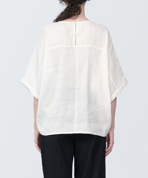 無印良品(ムジルシリョウヒン)の「婦人 ヘンプ レーヨン 半袖ブラウス(シャツ/ブラウス・レディース・ブルー系1/ライトグレー/オフホワイト/ブラック・XL/L/M/S/XS)」の7枚目の写真
