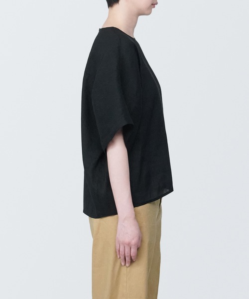 無印良品(ムジルシリョウヒン)の「婦人 ヘンプ レーヨン 半袖ブラウス(シャツ/ブラウス・レディース・ブルー系1/ライトグレー/オフホワイト/ブラック・XL/L/M/S/XS)」の15枚目の写真