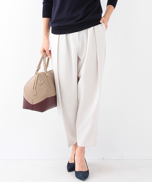 Demi-Luxe BEAMS(デミルクス ビームス)の「Demi-Luxe BEAMS / ストレッチ Wタックパンツ(その他パンツ・レディース・ライトグレー/ブラック・38/36)」の2枚目の写真