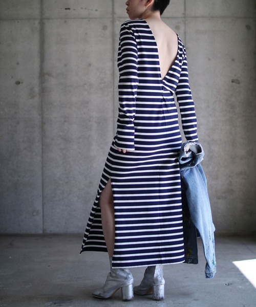 k3&co.（ケイスリーアンドコー）の「Border  Dress（ワンピース・レディース・オフホワイト/ネイビー・ONE SIZE）」の2枚目の写真