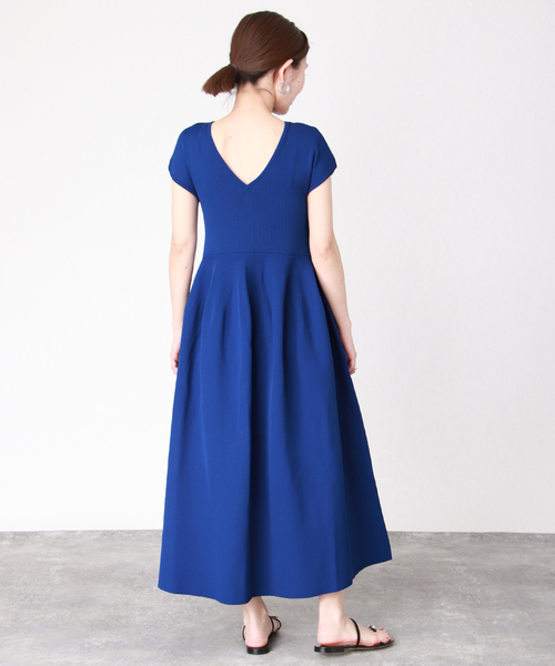 VERMEIL par iena イエナ フォルムニット フレンチワンピース 青