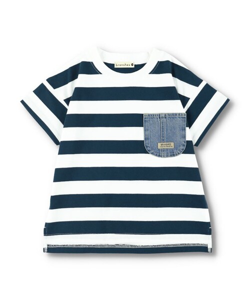 BRANSHES（ブランシェス）の「デニムポケット半袖Tシャツ（Tシャツ/カットソー・キッズ・チャコールグレー/ネイビー/カーキオリーブ/アイボリー/カラフル・120/110/100/90/160/150/140/70/130/80）」の22枚目の写真