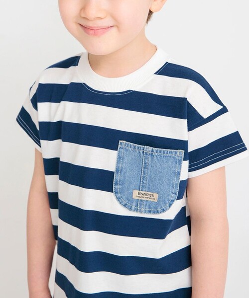 BRANSHES（ブランシェス）の「デニムポケット半袖Tシャツ（Tシャツ/カットソー・キッズ・チャコールグレー/ネイビー/カーキオリーブ/アイボリー/カラフル・120/110/100/90/160/150/140/70/130/80）」の20枚目の写真