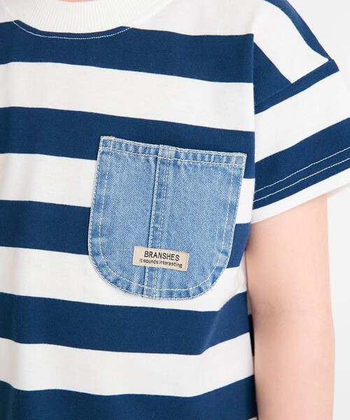 BRANSHES（ブランシェス）の「デニムポケット半袖Tシャツ（Tシャツ/カットソー・キッズ・チャコールグレー/ネイビー/カーキオリーブ/アイボリー/カラフル・120/110/100/90/160/150/140/70/130/80）」の21枚目の写真