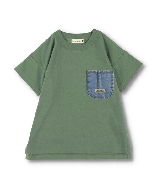 BRANSHES（ブランシェス）の「デニムポケット半袖Tシャツ（Tシャツ/カットソー・キッズ・チャコールグレー/ネイビー/カーキオリーブ/アイボリー/カラフル・120/110/100/90/160/150/140/70/130/80）」の13枚目の写真