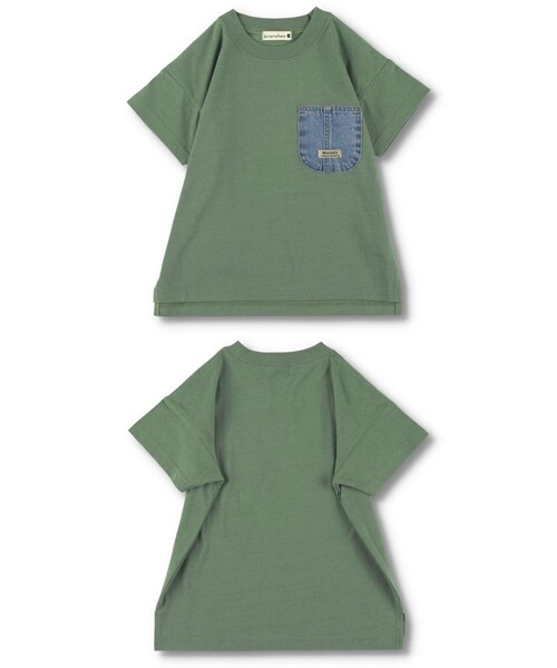 BRANSHES（ブランシェス）の「デニムポケット半袖Tシャツ（Tシャツ/カットソー・キッズ・チャコールグレー/ネイビー/カーキオリーブ/アイボリー/カラフル・120/110/100/90/160/150/140/70/130/80）」の14枚目の写真