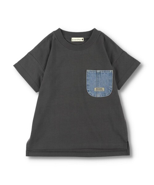 BRANSHES（ブランシェス）の「デニムポケット半袖Tシャツ（Tシャツ/カットソー・キッズ・チャコールグレー/ネイビー/カーキオリーブ/アイボリー/カラフル・120/110/100/90/160/150/140/70/130/80）」の17枚目の写真