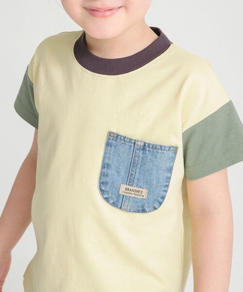 BRANSHES（ブランシェス）の「デニムポケット半袖Tシャツ（Tシャツ/カットソー・キッズ・チャコールグレー/ネイビー/カーキオリーブ/アイボリー/カラフル・120/110/100/90/160/150/140/70/130/80）」の8枚目の写真