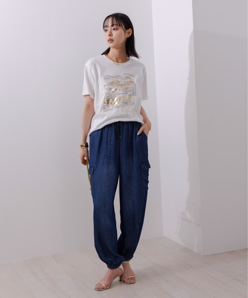 Eimee Law(エイミーロウ)の「マーブル×箔ロゴTシャツ(Tシャツ/カットソー・レディース・スミクロ/オフホワイト・38)」の3枚目の写真