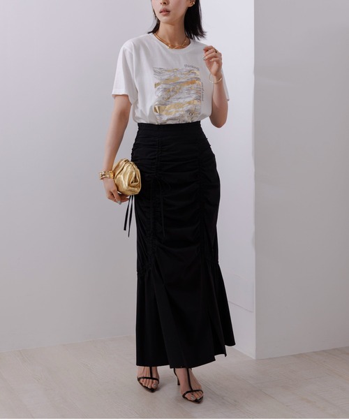 Eimee Law(エイミーロウ)の「マーブル×箔ロゴTシャツ(Tシャツ/カットソー・レディース・スミクロ/オフホワイト・38)」の12枚目の写真