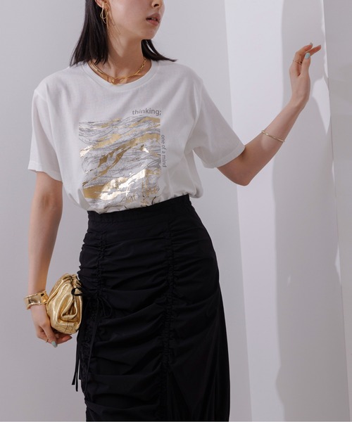 Eimee Law(エイミーロウ)の「マーブル×箔ロゴTシャツ(Tシャツ/カットソー・レディース・スミクロ/オフホワイト・38)」の14枚目の写真