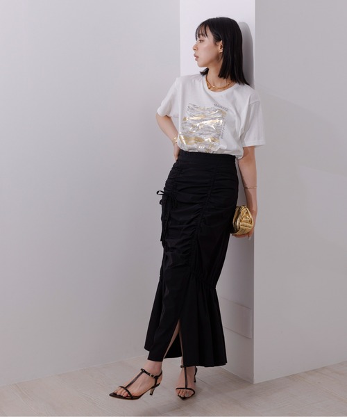 Eimee Law(エイミーロウ)の「マーブル×箔ロゴTシャツ(Tシャツ/カットソー・レディース・スミクロ/オフホワイト・38)」の16枚目の写真