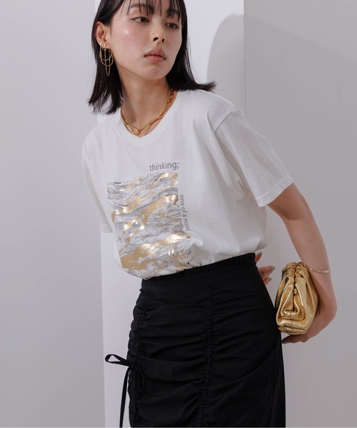 Eimee Law(エイミーロウ)の「マーブル×箔ロゴTシャツ(Tシャツ/カットソー・レディース・スミクロ/オフホワイト・38)」の18枚目の写真