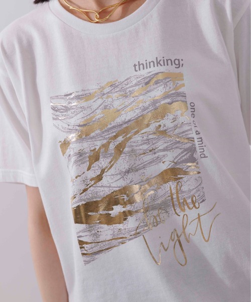 Eimee Law(エイミーロウ)の「マーブル×箔ロゴTシャツ(Tシャツ/カットソー・レディース・スミクロ/オフホワイト・38)」の19枚目の写真