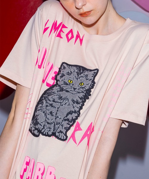 SIMEON FARRAR(シメオンファラー)の「SIMEON FARRAR / SCRIBBLE PATCH CAT T-shirt(Tシャツ/カットソー・レディース・ライトピンク・FREE)」の3枚目の写真