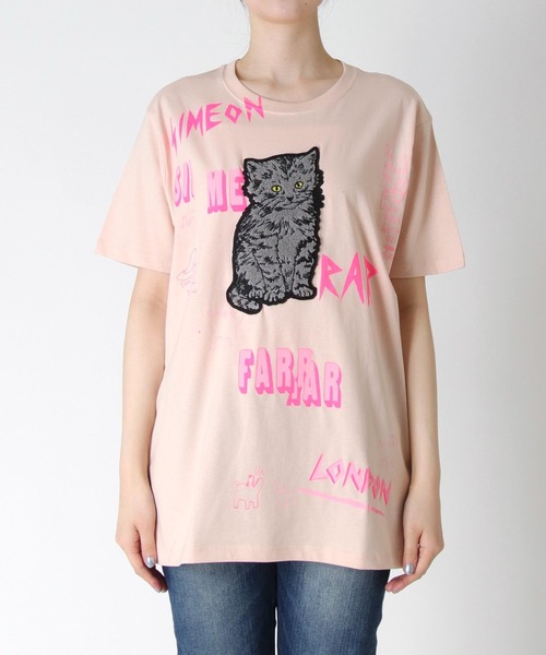 SIMEON FARRAR(シメオンファラー)の「SIMEON FARRAR / SCRIBBLE PATCH CAT T-shirt(Tシャツ/カットソー・レディース・ライトピンク・FREE)」の5枚目の写真