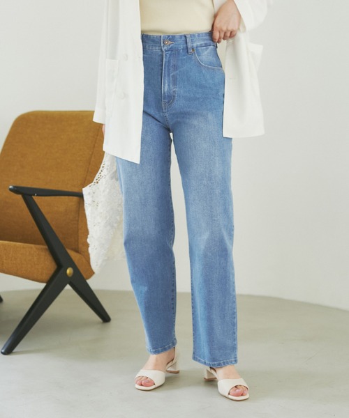 ROPE' PICNIC(ロペピクニック)の「【ウエスト革命デニム】ウエストシェイプデニムストレートパンツ(デニムパンツ・レディース・ネイビー/ブルー・36/38/40)」の2枚目の写真