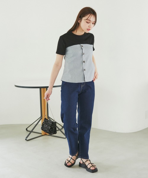 ROPE' PICNIC(ロペピクニック)の「【ウエスト革命デニム】ウエストシェイプデニムストレートパンツ(デニムパンツ・レディース・ネイビー/ブルー・36/38/40)」の4枚目の写真